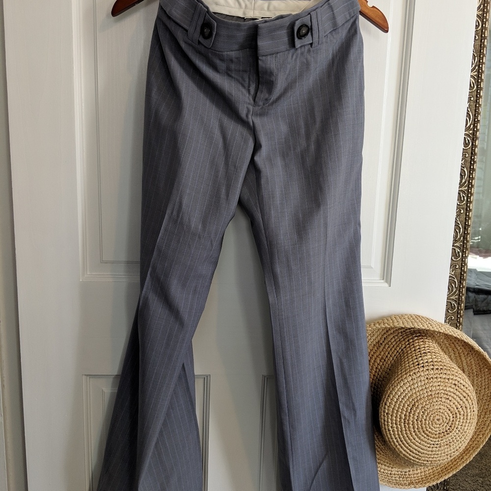 Grey and periwinkle pinstripe trousers